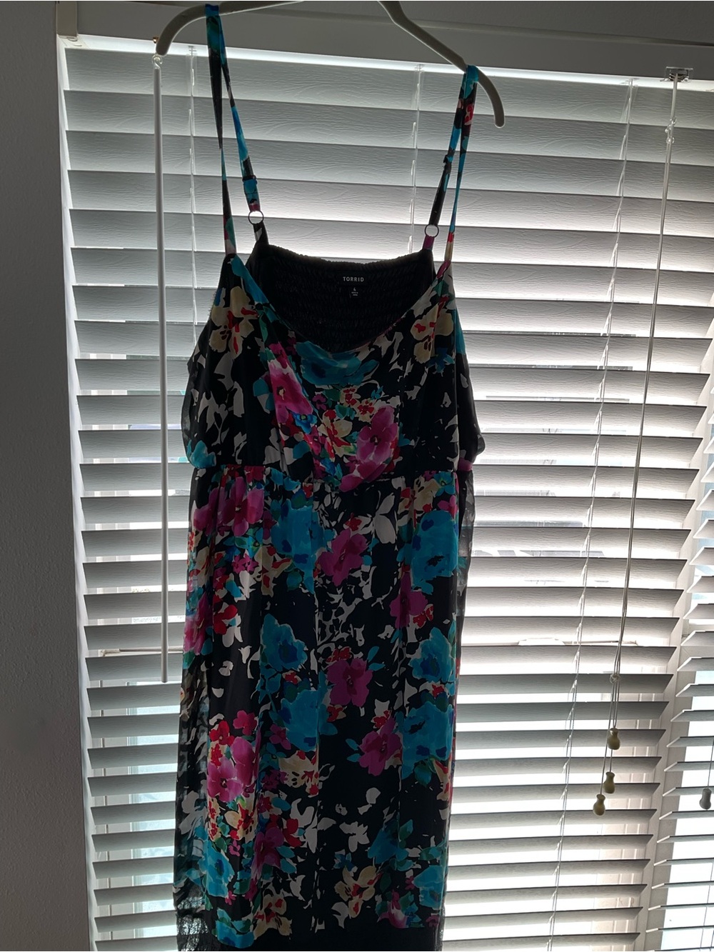 torrid Black Floral Cami with Teal & Magenta Blooms